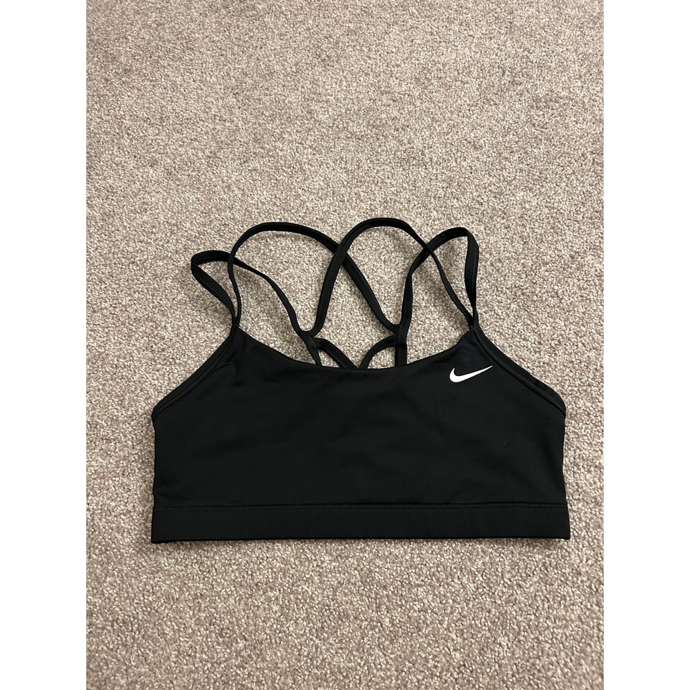 Nike Sports Bra Womens Small Black Excellent Strappy Cross Back Dri-FIT